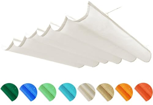 WIGING Retractable Wave Sun Shade Sail, Waterproof Slide Wire Awning Shade, UV Protection Sun Protection Canopy Shade Cover For Pergola Patio Deck Yard Porch