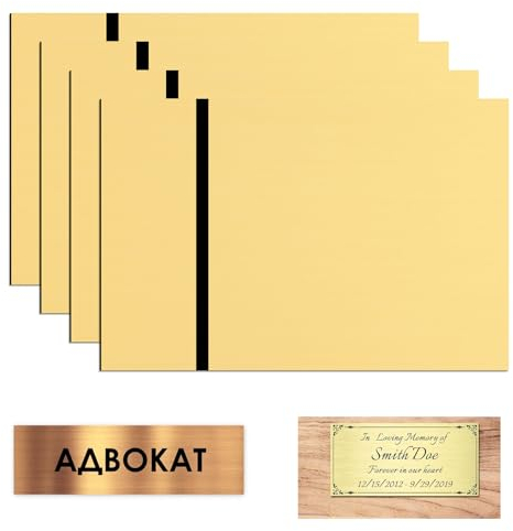 sculpfunDIY 4 placas de metal grabadas con láser, paneles de Acrílico cepillado, dorado y negro, 20 x 30 cm, colección de carteles grabados con láser, adecuados para placas de jardín, balcones