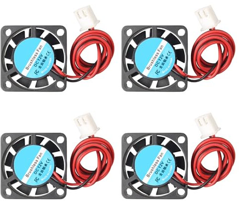 Jopto 4 mini ventiladores de refrigeración silenciosos sin escobillas 25 x 25 x 7 mm 2507 DC 12 V con terminal de 2 pines compatible con laptop, portátil, tarjeta gráfica, impresora 3D, PC, CPU