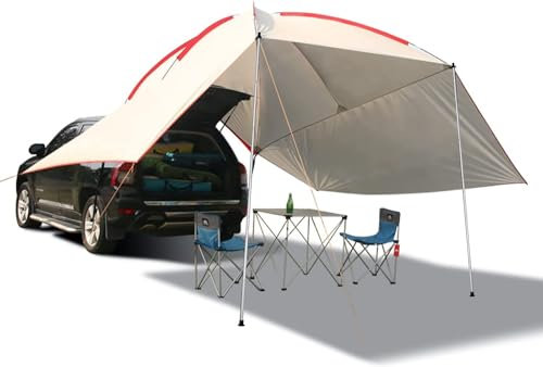 REDCAMP Auto Markise Camping, Sonnensegel Markise mit UV 50+ und 3000mm Wasserdicht, Portable Sonnensegel Wohnwagen Camper Anhänger Sonnenschutz für Camping, Outdoor, SUV, Strand Beige