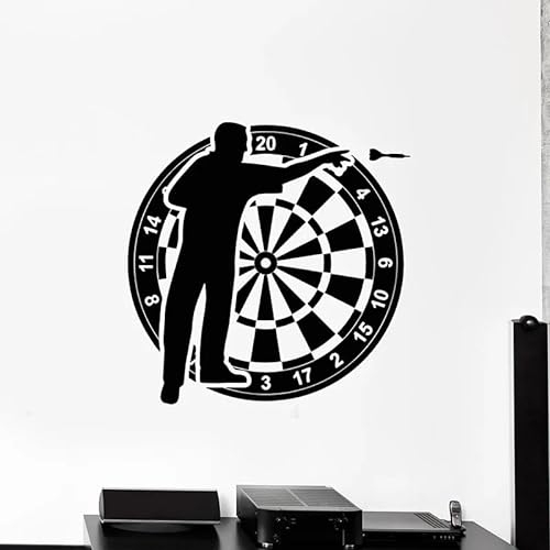 Darts Spieler Wandtattoo Ziel Schießen Spiel Club Spielzimmer Schlafzimmer Interieur Dekor Vinyl Aufkleber Sport Tapete 57x57cm