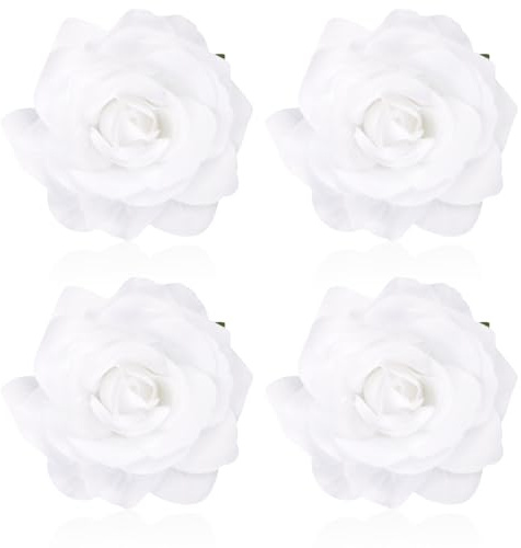 Atoden Pince à cheveux en forme de rose blanche pour cheveux, épingles à cheveux florales, broche mexicaine décorative pour femmes et filles, accessoires de cheveux de mariage
