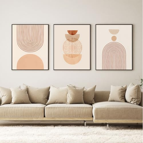 VTRXEG Abstrakte Leinwandbild,Boho Abstrakt Line poster set, Modern Minimalismus Kunstdrucke, Für Wohnzimmer Schlafzimmer Wand Dekorative Bilder Ohne Rahmen (Orange-2, 3x50x70cm, Ungerahmt)