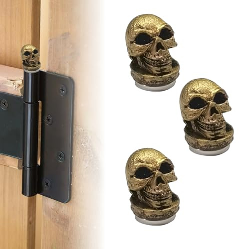 Hinge Heads Decorative Topper - Hinge Head Home Decoration Faux Bronzed Vintage Animal Topper, Door Hinge Heads Decorative Topper with Magnet for Easy Installation (Skull)
