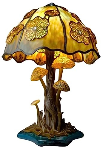 Stained Glass Plant Series Decorative Table Light - Ideal Rustic Home Decor Gift for Women and Men - Retro Style Reading Lamp, Nightstand Bedside Desk Lamp - Night Light