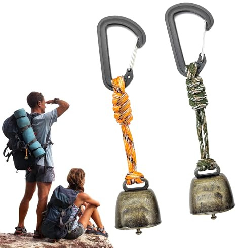 CHENNAN 2 Stück Anti Bär Glocken, Bärenglocke wandern | Metall Vintage Mini Kuhglocke Glocken Dekorationen, Vielseitig Kompakt und Tragbar Für Outdoor-Wanderungen, Rucksack-Anhänger