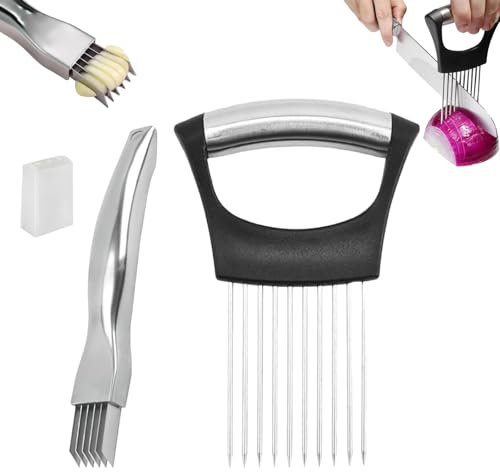 Onion Slicer, Vegetable Chopper, 2 Pcs Onion Holder for Slicing, Potato Chipper, Multi-Function Kitchen Gadgets for Cutting Vegetables, Fruits, Potatoes, Tomato, Lemon, Eggs and Meat
