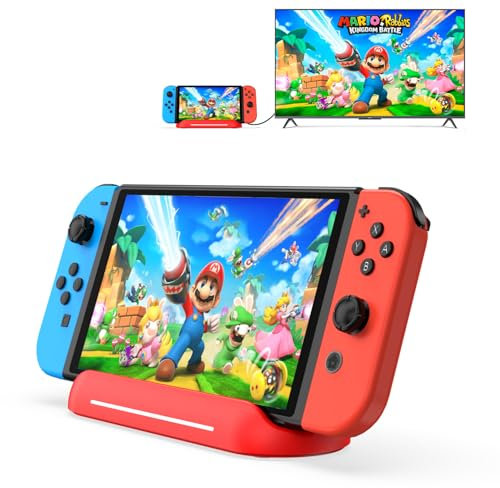 RREAKA Switch Dock for Nintendo Switch OLED, TV Adapter Switch Docking Station with HDMI USB 3.0 Port Type C Charging Type C Connectors Travel Base Portable USB C Hub Stand
