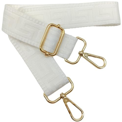 Verstellbarer Schultergurt für Taschen Weiß, Taschengurte zum Wechseln, Taschengurt Breit mit Karabiner Gold, 80-130 cm Tragegurt Tasche für Damen Schulterriemen, Handtasche, 3.8cm, 1313