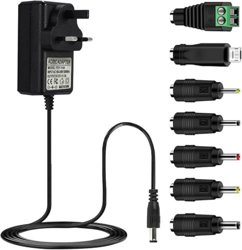 MaxSell 1A/2A/3A Power Adapter 12V Power Supply AC to DC Universal Adaptor for CCTV Camera Android TV Box Tablet Bluetooth Speaker and more Household Electronics, 2000mA Max (3A-7P)