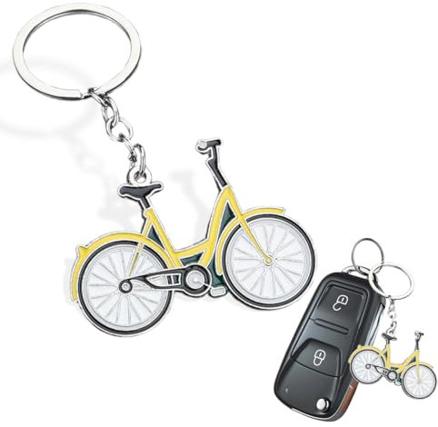 Porte-clés 1 pièce, porte-clés de vélo, porte-clés de vélo en acier inoxydable - Design de motard tendance - Cadeau pour motards et motocyclistes (jaune)