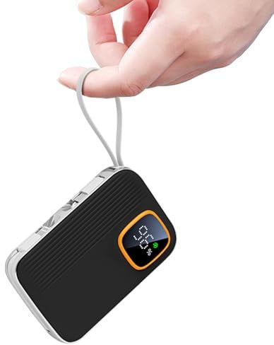 Power Bank Portable Charger with Built-in Cables, 22.5W Fast Charging 10000mah Powerbank, 4 Outputs & LED Display, USB C Battery Pack Compatible with iPhone and Android Smartphones