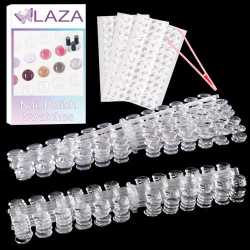 Laza 360pcs Nail Polish Swatch Dots with Adhesive Stickers Box-packed 12mm Clear Round Nail Display Tips Color Sample Tester for Gel Polish