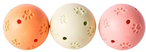 Katzenbälle mit Glöckchen, 3 Stück, ausgestanztes Kätzchenspielzeug, interaktiver Rasselball zum Spielen und Trainieren, Haustier-Kauzubehör, Boden-Kratzspielzeug für kleine Tiere, Welpen und Kätzchen