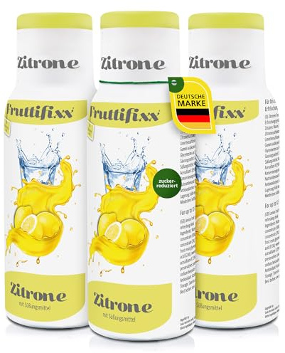 Sodafixx 3er Set Fruttifixx Getränke Sirup Zitrone Light 500ml - Fruchtsirup für 12L Fertiggetränk zuckerreduziert - Getränkekonzentrat Wasser mit Geschmack - ideal für Wassersprudler & Mixgetränke