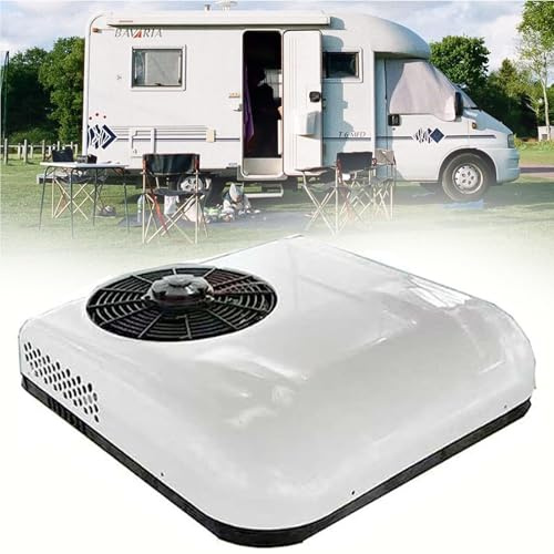 ZenSeFarin Climatiseur 12v/24v DC,Climatiseur De Refroidissement sur Le Toit,Unité De Climatisation électrique,Froid Seul,Climatiseur Silencieux,pour Camions,Camping-Car,Pelles,RV,Remorque,White-24V