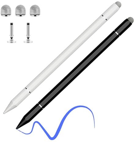 Arvoni Lot de 2 Stylet Tablette, Stylet pour Tous Les écrans Tactiles, 3 en 1 Universel Capacitif Stylo, Stylo Tablette Tactile Haute Sensibilité, Compatible avec iPad Samsung Huawei Xiaomi Tablette