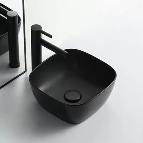 Lavabo De Salle De Bain Sur Plan, Petit Lavabo En Céramique, Évier Ménager For Machine À Laver, Evier De Salle De Bain For Balcon(Noir)