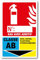 Panneau RIGIDE PVC 3mm de Signalisation Extincteur Classe AB, Eau avec Additif, 16x25 cm, Pour Bois, Papier, Plastique et Hydrocarbures