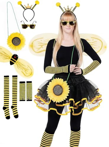 Biene Kostümset für Damen - Kostüm-Accessoires in schwarz-gelb für Erwachsene - Karneval & Motto-Party
