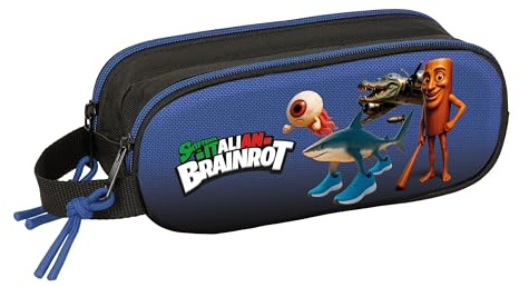 safta BRAINROT Doppeltes Federmäppchen für Kinder, ideal für Kinder im Schulalter, bequem und vielseitig, Qualität und Widerstandsfähigkeit, 21 x 6 x 8 cm
