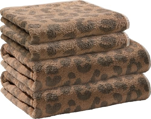 Erwin Müller Frottier-Set Leo 4-teilig Walk-Frottier beige-braun