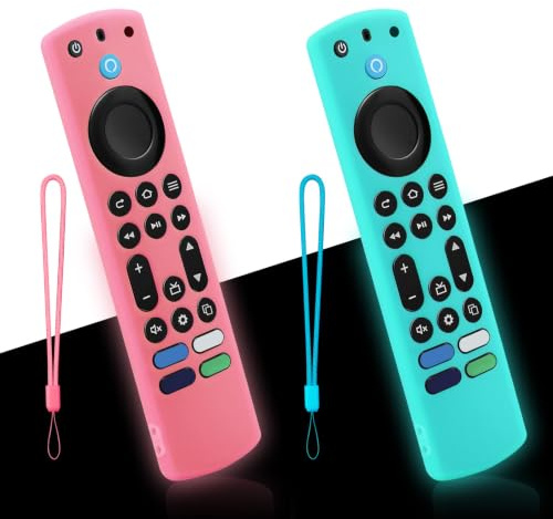 2-Pack Glow Pink + Glow Blue Remote Cover for Insignia/Toshiba TV Remote