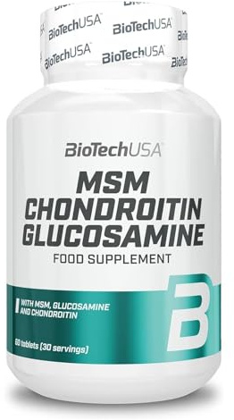 BioTechUSA MSM Chondroitin Glucosamine | Klassische Gelenkformel | Glucosaminsulfat | Chondroitinsulfat | MSM-Formel | Ausgewogenes Verhältnis | 60 Tabletten