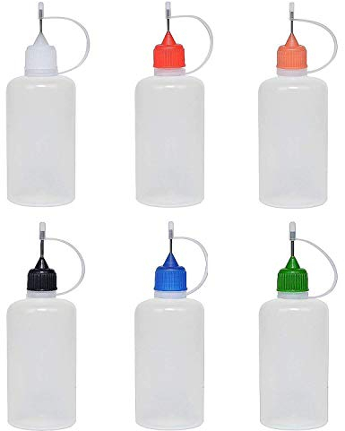 Needle Tip Glue Bottle Applicator Precision Bottle Needle Bottle Squeeze Bottle for Liquids and DIY Quilling Tool (6pcs, 6 Colors, 50ml)