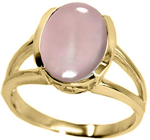 55Carat Statement-Ring mit echtem, ovalem Edelstein, 18 Karat vergoldet, Größe 4 bis 13, Vergoldet, Gold, Edelstein, Rosenquarz, natürlich