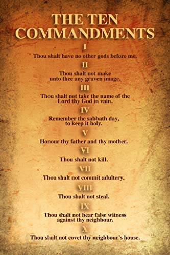 The Ten Commandments Religion Religiöse Bibel 10 Gebote Old Testament Rules Scripture Verse Decalog Cool Wall Art Print Poster 12 x 18