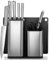 All-Inclusive 10-Piece Kitchen Knife Set with Block & Utensil Holder - 5 Stainless Steel Knives - Knife Sharpener - Kitchen Scissors - Chopping Board - Knifes & Utensils Storage, Universal Knives Set