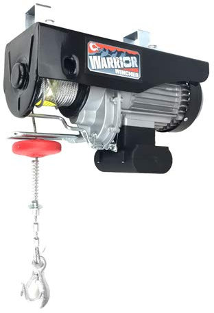 Warrior Winch Electric Hoist 240V 1000kg with Wired Hand Remote Control and Air Socket – 18m Steel Cable, Overhead Lifting, Electric Pulley System, Easy to Install with Fixing Clamps, Ideal for Garage