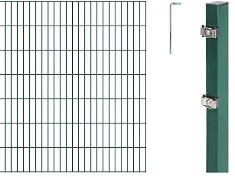 Alberts 653361 Doppelstabmattenzaun als 30 tlg. Zaun-Komplettset | verschiedene Längen und Höhen | grün | Höhe 140 cm | Länge 28 m