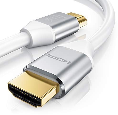 1,5m HDMI Kabel 8k @ 120 Hz mit DSC - 7680 x 4320 - UHD II - kompatibel zu HDMI 2.1 2.0a 2.0b - 3D - Ultra High Speed mit Ethernet - Dynamic HDR10+ - VRR - ARC - Blu Ray PS4 PS5 Xbox - Weiß