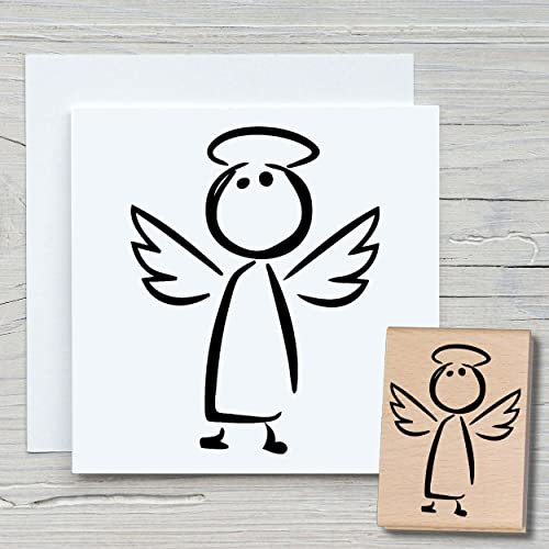 NEWSTAMPS Stempel Schutzengel Motivstempel aus Holz & Gummi zum Karten und Geschenke basteln, Holzstempel für Scrapbook, Textilstempel, Deko, Freunde