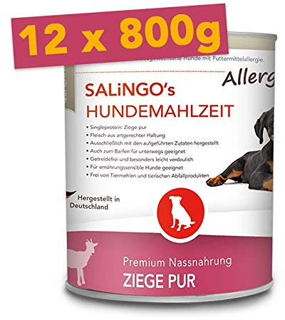 SALiNGO Hunde Nassfutter Ziege Pur | hypoallergen | getreidefrei (12x800g)