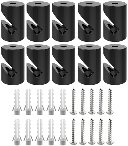 OASHISU Decentratore a V da Soffitto per Cavi Elettrici, Decentratore a Soffitto, Decentratore Cavo Elettrico, Decentratore Lampadario, Gancio da Soffitto o Parete, Fermacavo, 10 PEZZI (NERO)