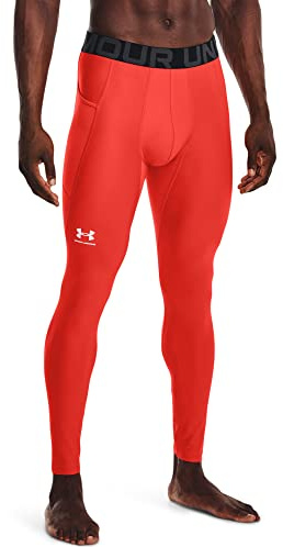 Under Armour Men's HeatGear Leggings, (860) Dark Orange / / White, XXL