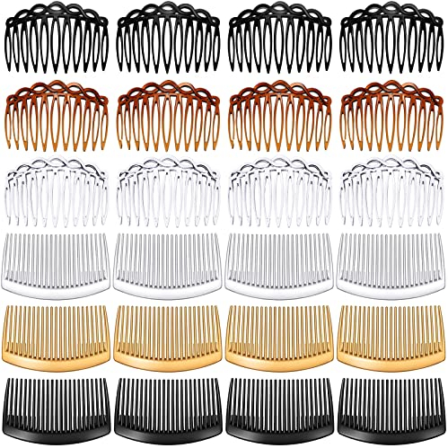 VEGCOO 24 Stück Kunststoff Haar Seitenkamm Französisch Haar Seitenkamm Kunststoff Twist Kamm Haarkämmchen Klein Haarkämme Steckkamm Haare 11 und 23-Zähne-Haarkämme