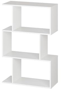 RICOO Regal 106 x 70 x 30cm, Standregal weiß WM075-WM Spannplatte aus Holz, Bücherregal weiß, Wandregal klein, Regale & Ablagen, weiß, schmales Regal schmal, Büro Bücherregale