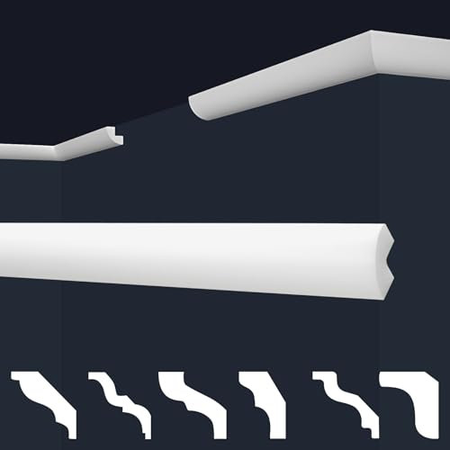 Plinthes de plafond Marbet en polystyrène XPS - Plinthes en stuc de haute qualité, légères et robustes, au design moderne - (20cm d'échantillon E-1-22x22mm) Plinthes d'angle
