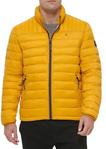 Tommy Hilfiger Herren Lightweight Down Alternative Packable Puffer Jacket Daunenalternativer Mantel, Goldgelb, M