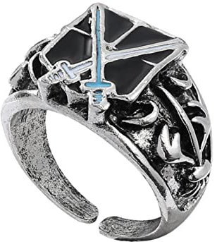 Star.W Anime Emaille Ring für Fans verstellbarer Modering Vintage Punk Cosplay Schmuck coole Fans Souvenir Geschenk