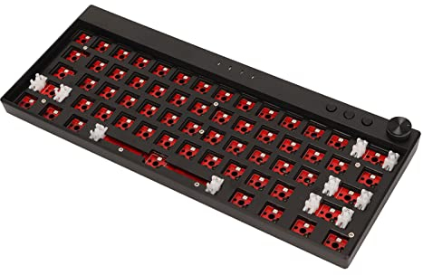 ASHATA WL61PLUS Mechanische DIY Tastatur mit 60% RGB, 61 Tasten, Hot Swap fähiger 5 Pin 3 Pin Schalter, Bluetooth 5.0/USB C Kabel/2,4 GHz Wireless Gaming Tastatur Kit(Schwarz)