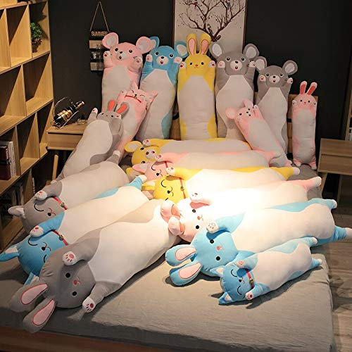 65/90/100 cm Lange Katze, Maus, Spielzeug, Kuscheltiere, stehend, Cartoon, Plüsch, Nackenrolle, schlafender Freund, Kindergeschenk, 100 cm, Grauer Hase
