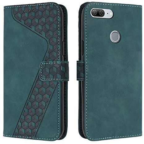 OKZone Coque pour Huawei Honor 9 Lite/P Smart 2018/Enjoy 7S, Etui Protection Housse Premium en Cuir PU Portefeuille Étui Téléphone [Fermoir Magnétique] [Fentes pour Cartes] Flip Case（Vert