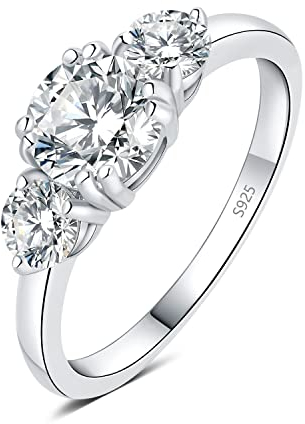 JewelryPalace Klassisch Rund 1.4ct Zirkonia Solitär Promise Ring Damen, Schmuck Set, Verlobungsring Damenring Silber 925 mit Stein für Frauen, Simulierte Diamant Jubiläum Eheringe Silberring 51