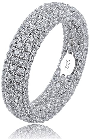 Hip Hop Ringe Rock Herren Ring Luxus Silber Farbe Full Bling Iced Out Cubic Micro Gepflasterte CZ Ringe Hochzeit Schmuck Geschenk,Silber,7