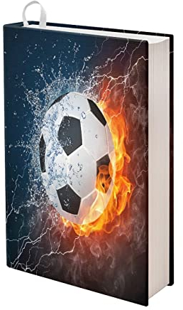 Jndtueit Buchumschläge aus dehnbarem Jumbo-Stoff, Motiv: Fußball mit Eis und Feuer, wiederverwendbar, waschbar und schützende Hüllen für Erwachsene